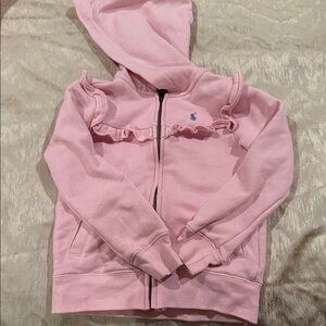 Ralph Lauren Pink Kids Hoodie with Ruffle Detail